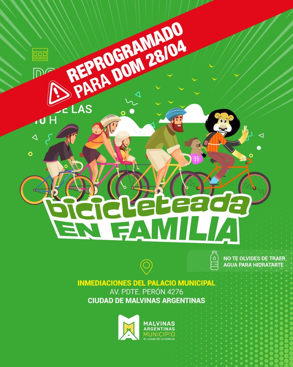 La 2da edición de “Bicicleteada en familia” en Malvinas Argentinas, fue reprogramada