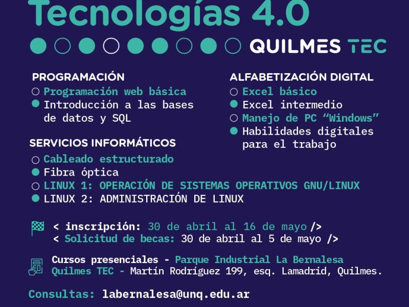 SE ENCUENTRA ABIERTA LA INSCRIPCIÓN PARA EL CICLO DE TECNOLOGÍAS 4.0