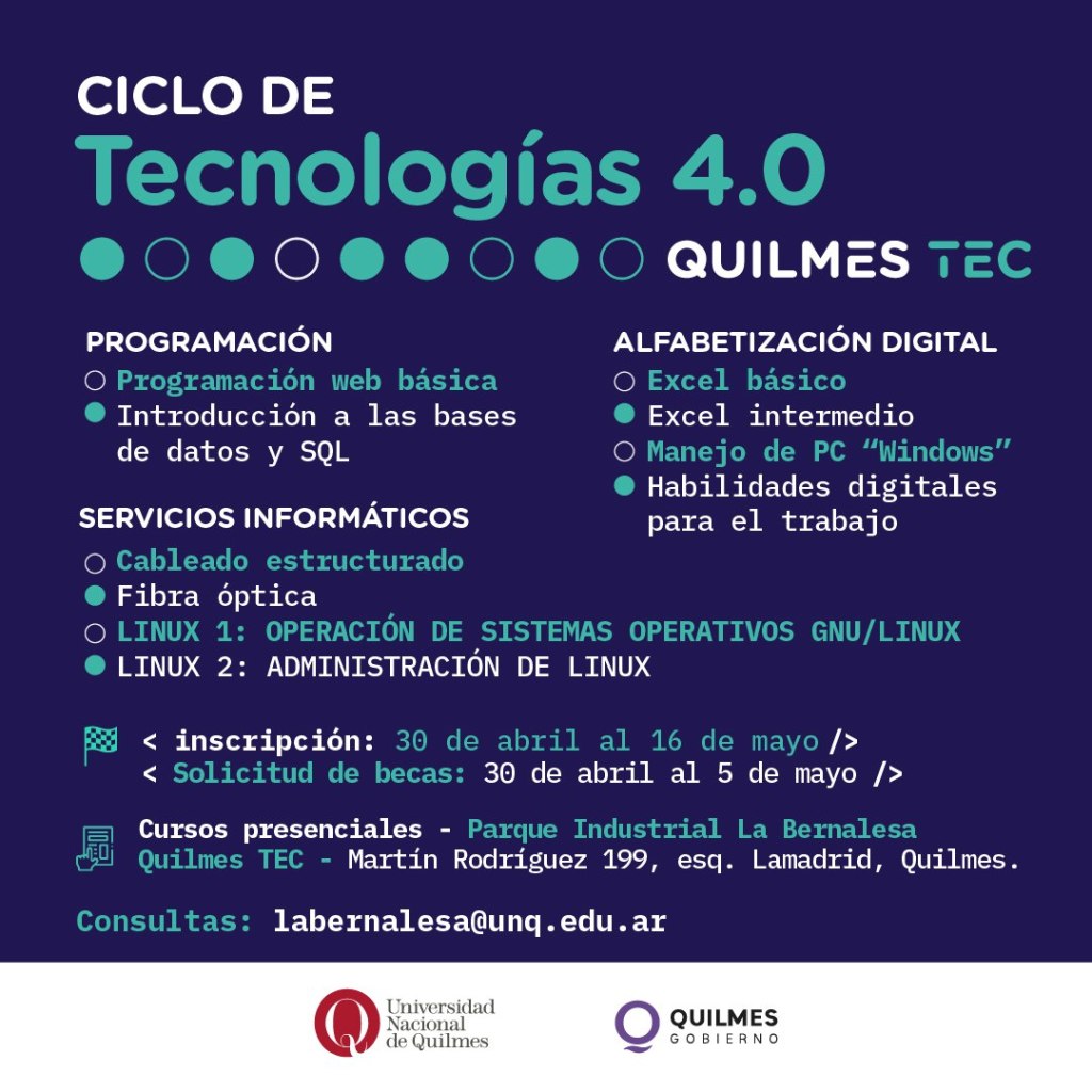 SE ENCUENTRA ABIERTA LA INSCRIPCIÓN PARA EL CICLO DE TECNOLOGÍAS 4.0