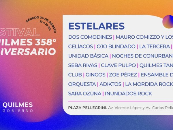 Estelares se presentará en el festival «Somos Quilmes» con entrada&nbsp;gratuita