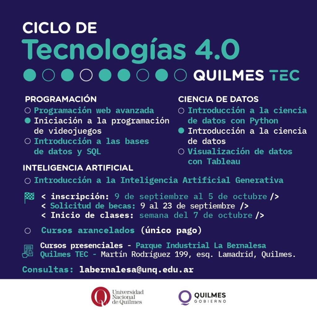 ESTÁN ABIERTAS LAS INSCRIPCIONES PARA EL CICLO DE TECNOLOGÍAS&nbsp;4.0